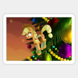 Tiny Applejack at Christmas Magnet